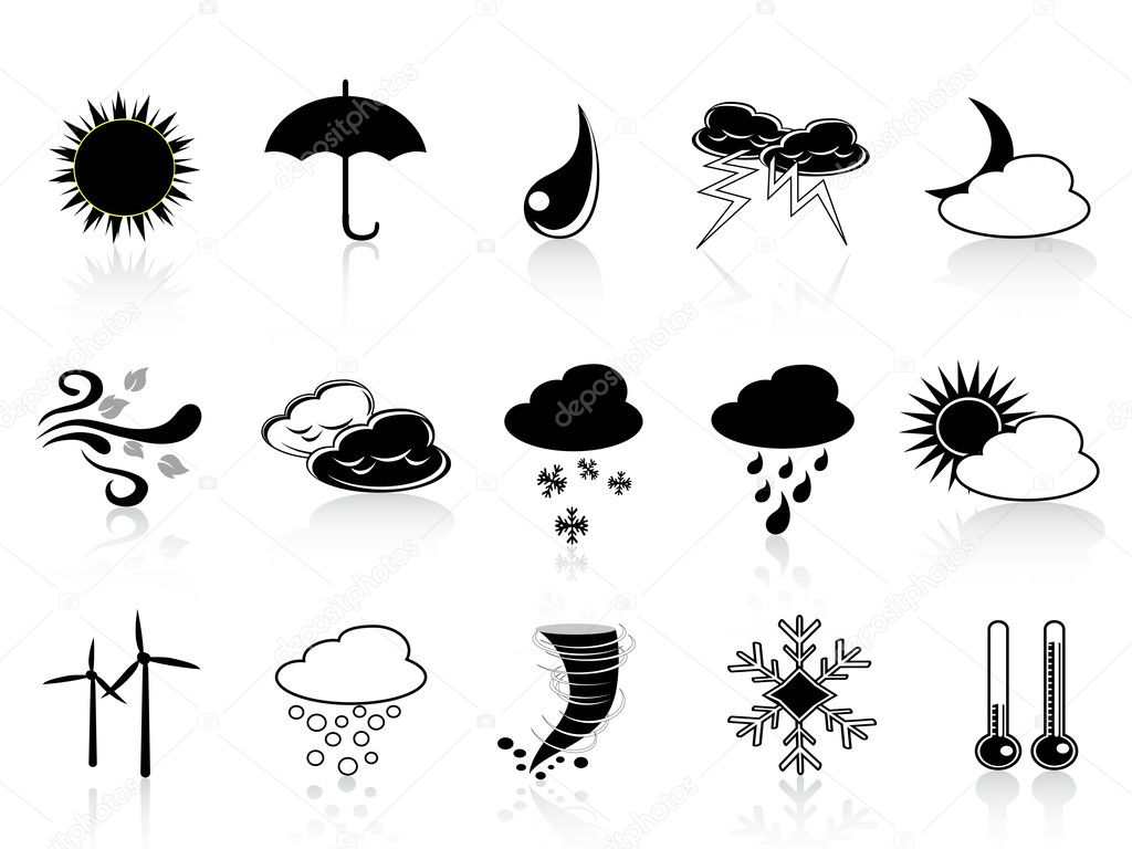 Black weather icon set