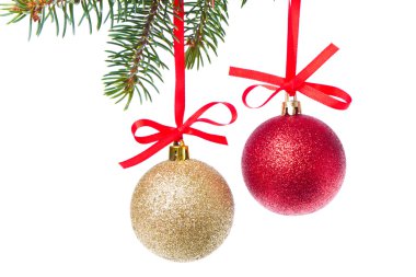 Christmas balls hanging from tree clipart