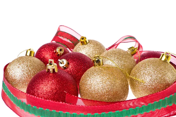 Kerstballen met grote lint rond — Stockfoto