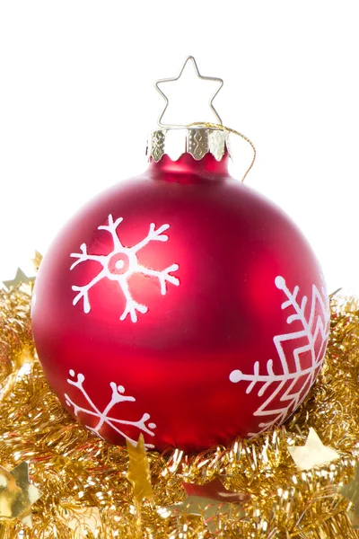Palla di Natale con fiocco di neve simboli e fili di lame — Foto Stock