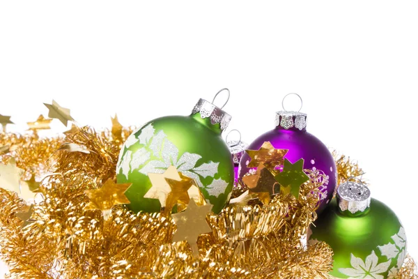 Julgranskulor med glitter — Stockfoto