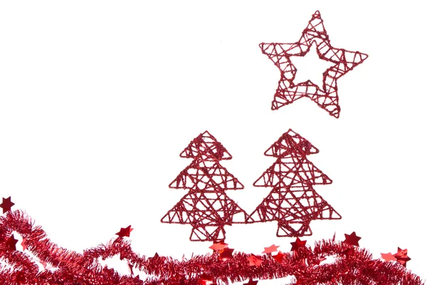 Trees with star with tinsel — Stock Photo, Image