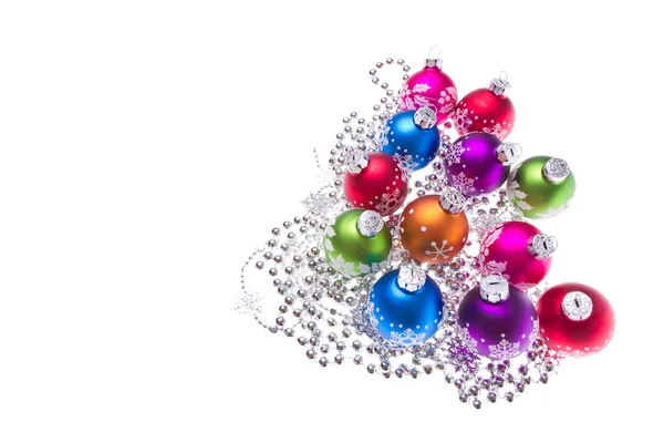 Christmas balls with snowflake symbols — Stock Photo, Image