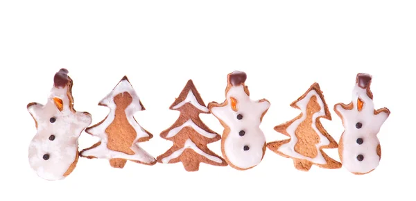 Ginger snowman and tree — Stock Photo, Image