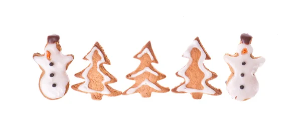 Ginger snowman and tree — Stock Photo, Image