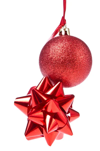 Christmas ball with ribbon — Stock Photo, Image