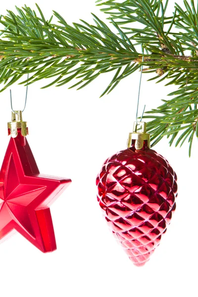 Decoración roja de Navidad en el árbol —  Fotos de Stock