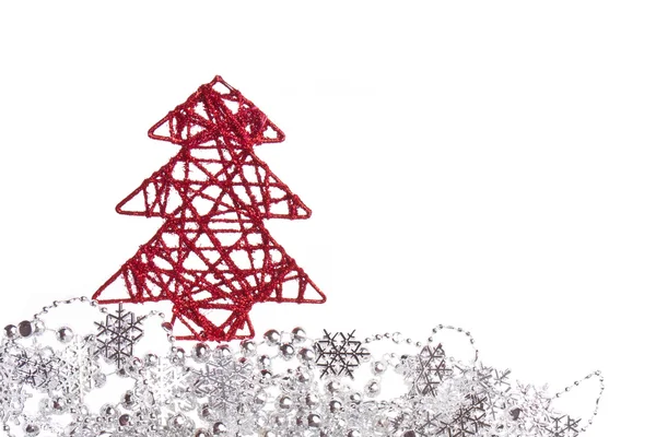 Christmas tree with tinsel — Stock Photo, Image