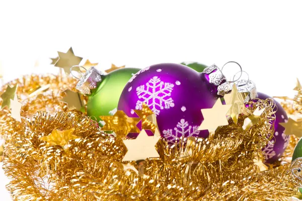 Julgranskulor med glitter — Stockfoto