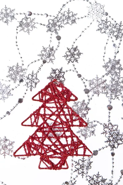 Vánoční stromek se sněhovými vločkami — Stock fotografie
