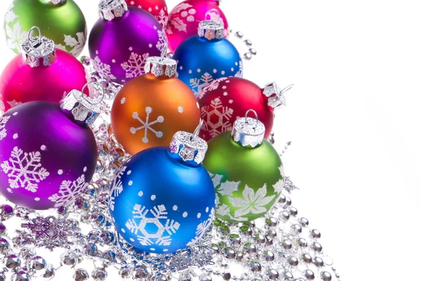 Christmas balls with snowflake symbols Stock Image
