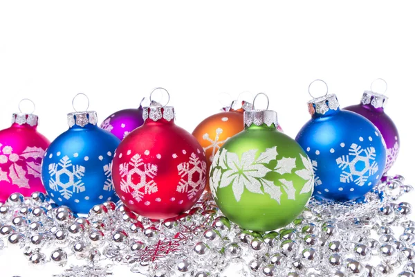Christmas balls with snowflake symbols Stock Picture