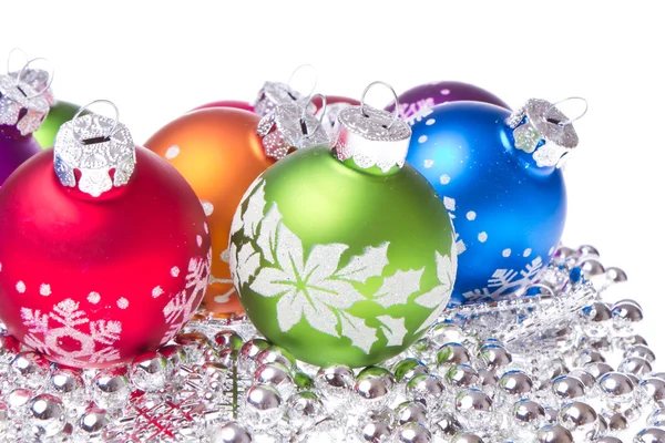 Christmas balls with snowflake symbols Royalty Free Stock Photos
