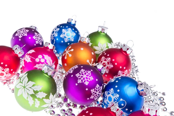 Christmas balls with snowflake symbols Royalty Free Stock Images