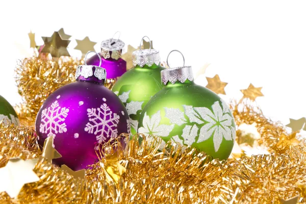 Christmas balls with tinsel Stock Photo