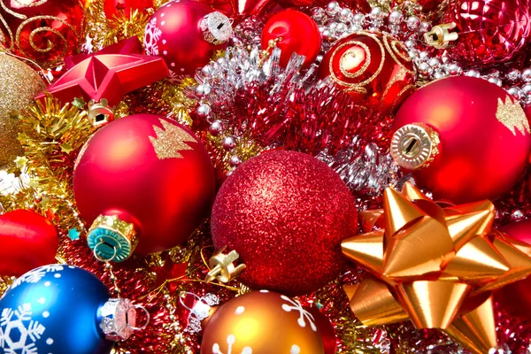 Christmas balls and tinsel Stock Image