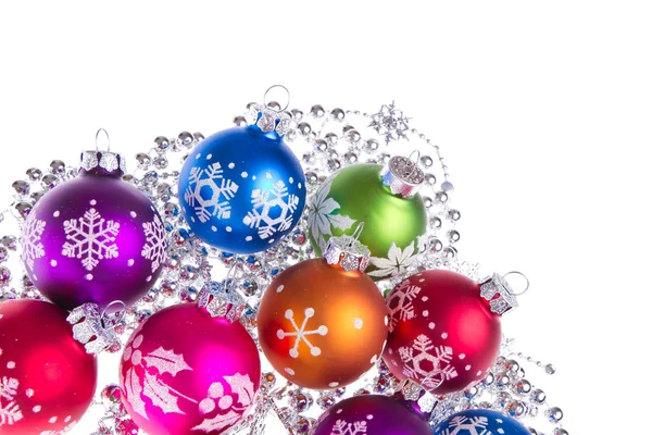 Christmas balls with snowflake symbols Royalty Free Stock Photos