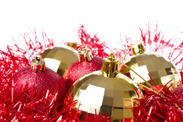 Christmas balls with tinsel Royalty Free Stock Photos