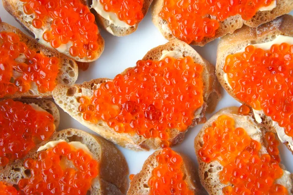 Sandwich with salmon roe — Stock Photo, Image