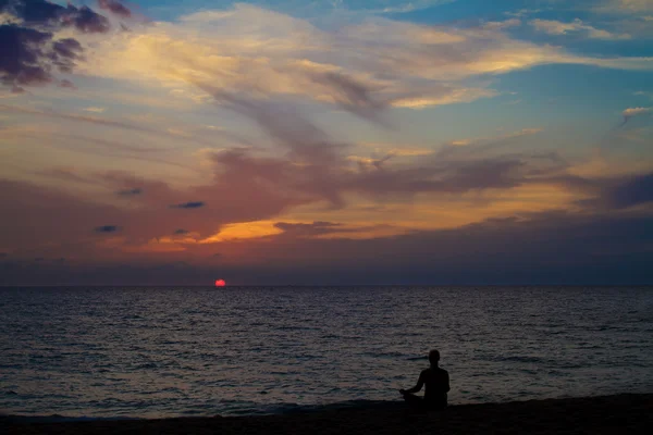 stock image Meditation on sunset