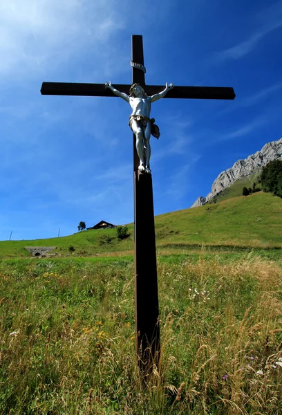 Jesus cross in the mountain — Stock Photo, Image