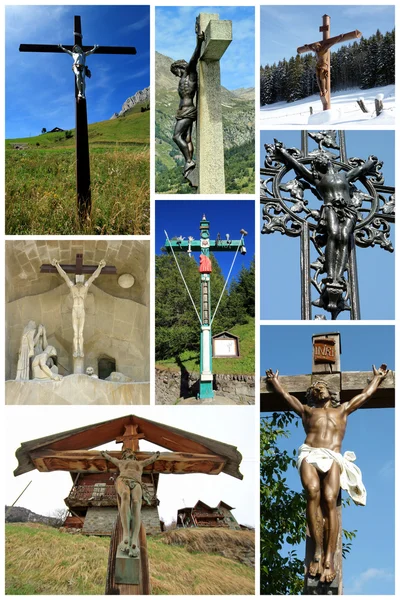 耶稣十字架的抽象拼贴画 — 图库照片