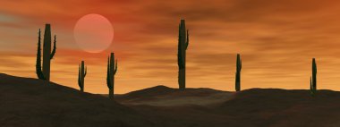 Sunset in the desert clipart