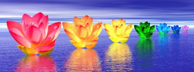 Lily flowers chakras by night clipart