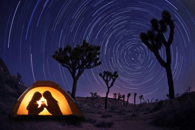 Children Camping at Night in a Tent clipart