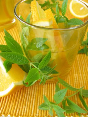 Lemonade with oranges and lemon verbena clipart