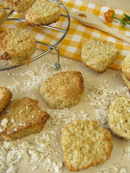 Biscoitos de flocos de aveia com coco rasgado — Fotografia de Stock