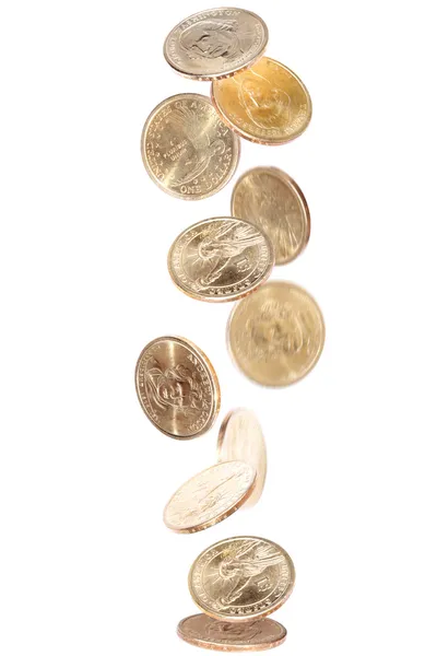 Falling American Dollar Coins — Stock Photo, Image