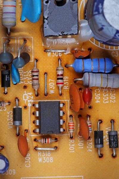 Primer plano del circuito electrónico. Fondo macroeconómico — Foto de Stock
