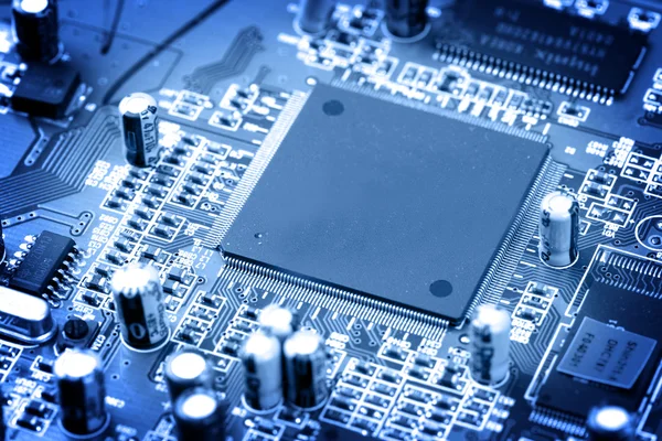 Electronic circuit close-up. Macro background Stock Photo