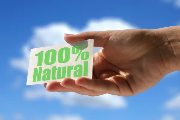 Karta z 100% naturalne napis — Zdjęcie stockowe