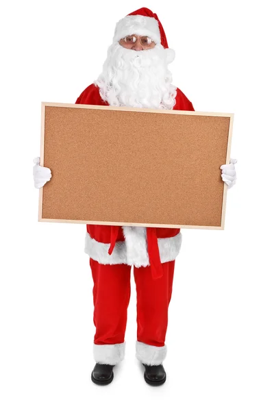 Santa claus dan papan buletin kosong — Stok Foto