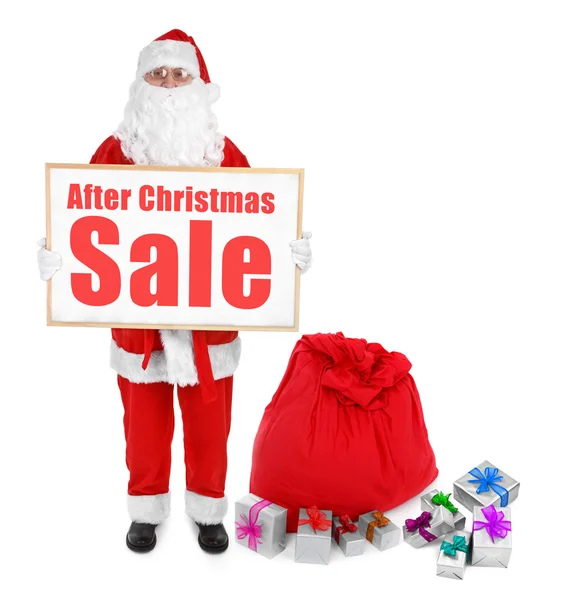 Santa claus and with After Christmas Sale inscription — Stock Photo, Image