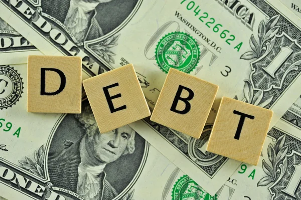 Debt in lettern — Stock Photo, Image