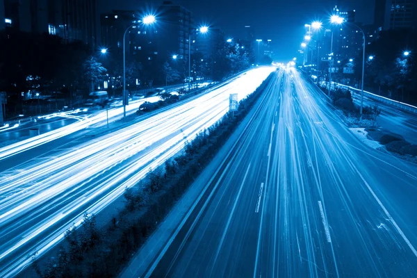 Light trails with blue tone — Stock Photo, Image