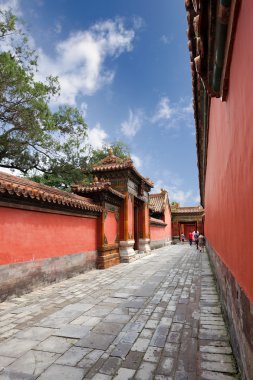 The forbidden city's walls and courtyard clipart