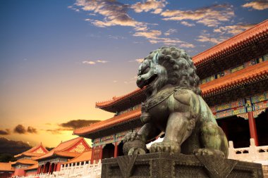 Bronze lion in the forbidden city clipart