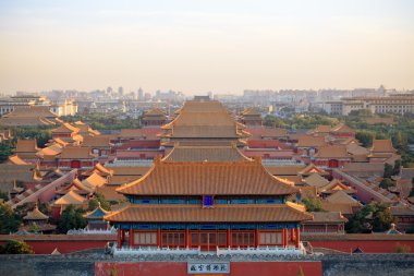 Beijing forbidden city at dusk clipart