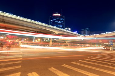 Light trails on the viaduct in beijing clipart
