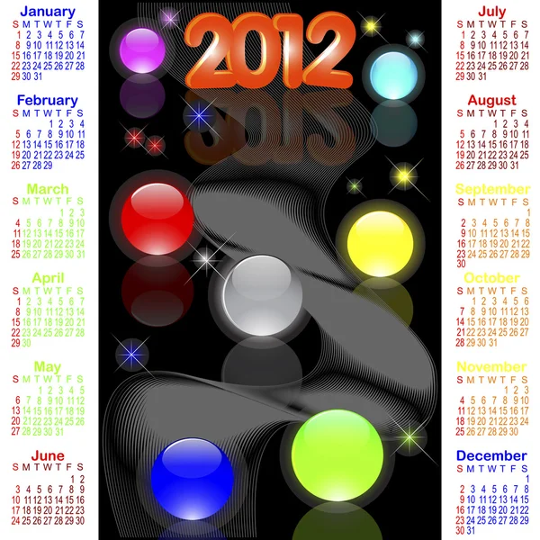 Amerikaanse kalender voor 2012. — Stockvector