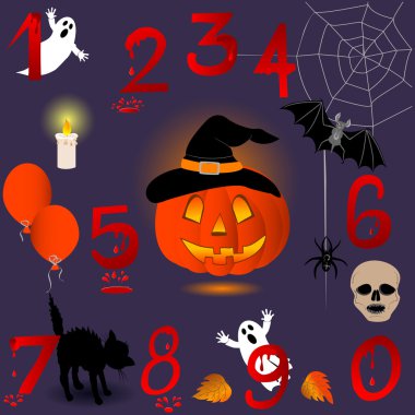 Halloween numbers. clipart