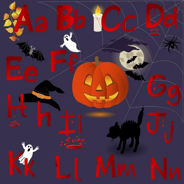Alfabeto di Halloween . — Vettoriale Stock
