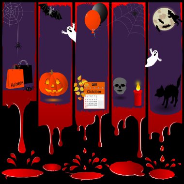 Five Halloween banners. clipart