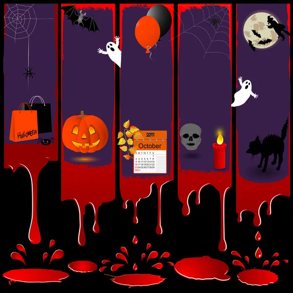 Пять баннеров Хэллоуина . — стоковый вектор