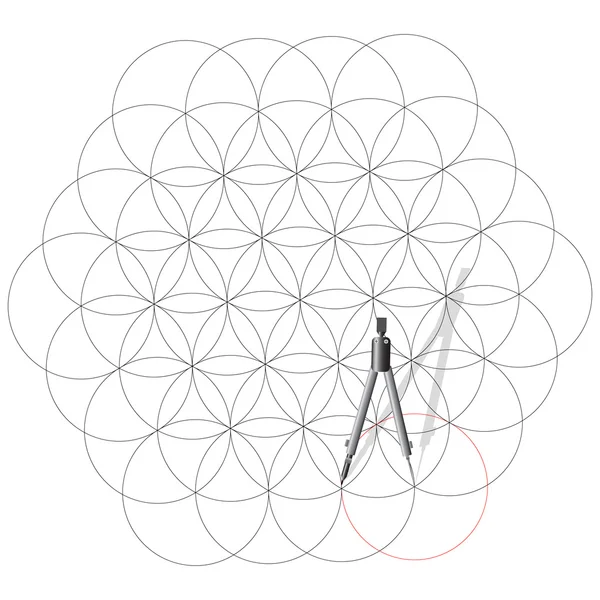 Bussola di disegno disegnare un cerchio . — Vettoriale Stock