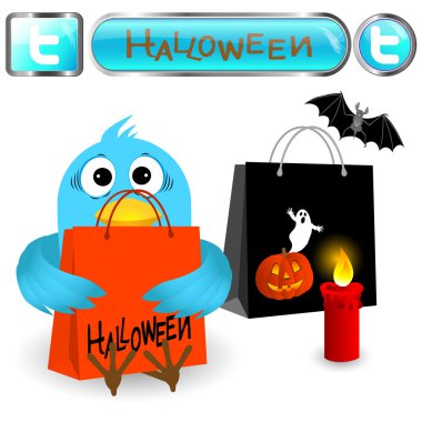 Twitter bird with halloween elements. clipart